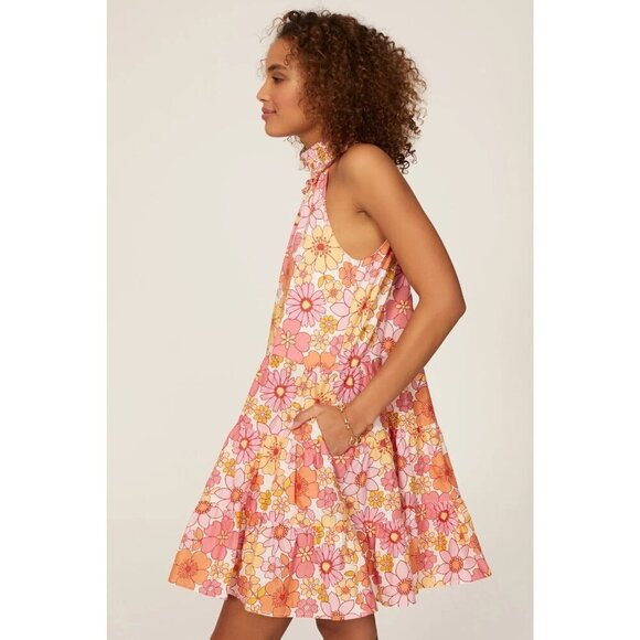 Alexia Admor Wildflowers Halter Dress Size 14 100% Cotton 70s BOHO Ruffle Hem - Picture 14 of 14